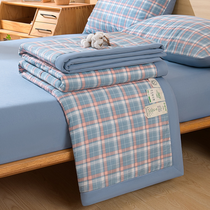 91家纺网 家纺一手货源 找家纺 欧朵家纺 2026春夏新款水洗棉新疆棉花被夏凉被空调被 洛卡-蓝