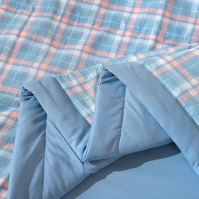 91家纺网 家纺一手货源 找家纺 欧朵家纺 2026春夏新款水洗棉新疆棉花被夏凉被空调被 洛卡-蓝