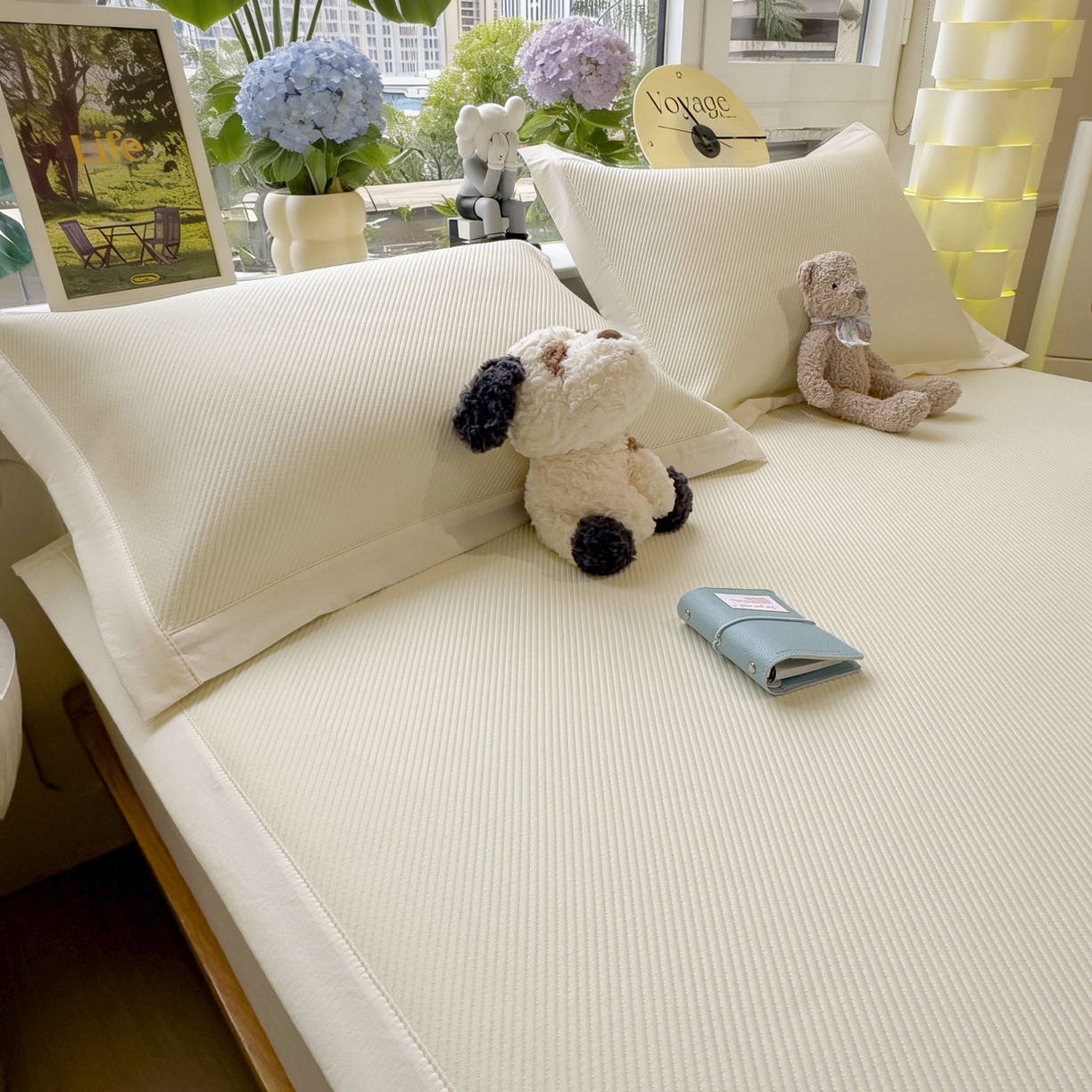 91家纺网 家纺一手货源 找家纺 孩子王家纺 2026春夏新款可机洗冰豆豆冰丝席凉席席子a类母婴级婴儿可用凉感值过0.21 小友聚会 床单款