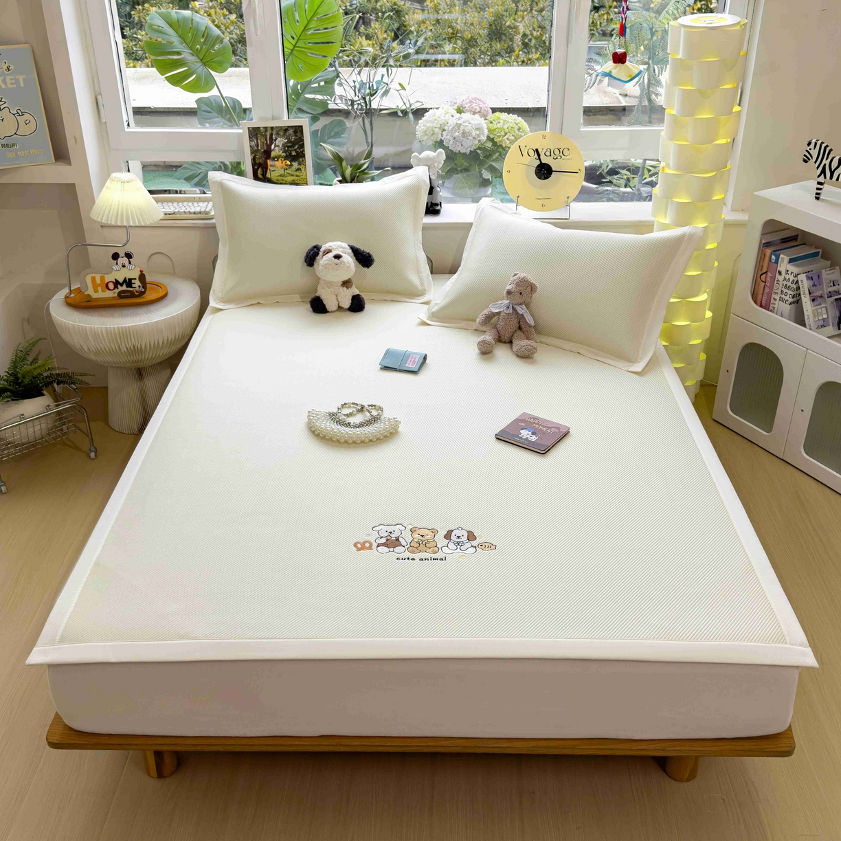 91家纺网 家纺一手货源 找家纺 孩子王家纺 2026春夏新款可机洗冰豆豆冰丝席凉席席子a类母婴级婴儿可用凉感值过0.21 小友聚会 床单款