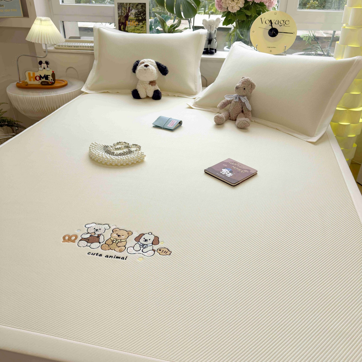 91家纺网 家纺一手货源 找家纺 孩子王家纺 2026春夏新款可机洗冰豆豆冰丝席凉席席子a类母婴级婴儿可用凉感值过0.21 小友聚会 床单款