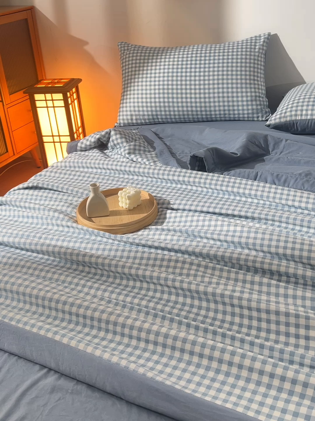 91家纺网 家纺一手货源 找家纺 欧朵家纺 2026春夏新款水洗棉新疆棉花被夏凉被空调被 蓝小格