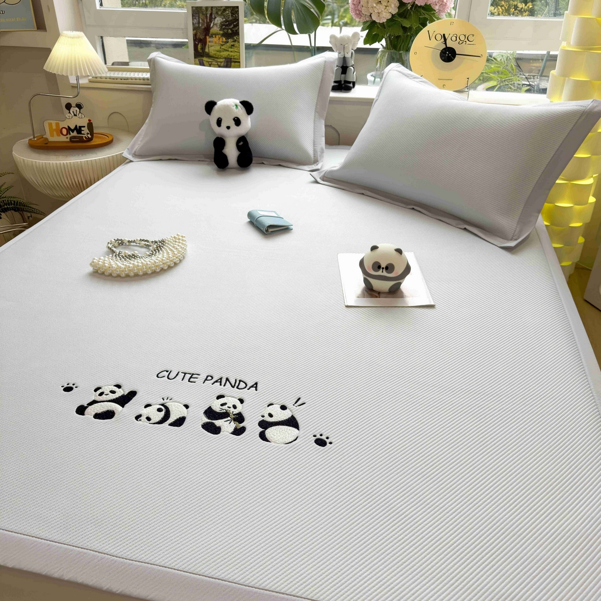 91家纺网 家纺一手货源 找家纺 孩子王家纺 2026春夏新款可机洗冰豆豆冰丝席凉席席子a类母婴级婴儿可用凉感值过0.21 熊猫团子 床单款