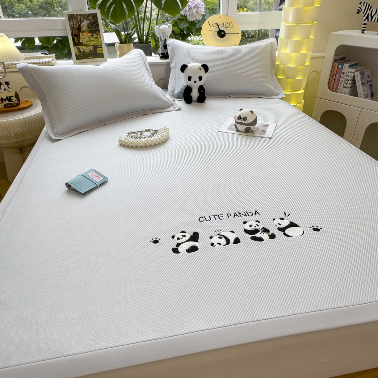 91家纺网 家纺一手货源 找家纺 孩子王家纺 2026春夏新款可机洗冰豆豆冰丝席凉席席子a类母婴级婴儿可用凉感值过0.21 熊猫团子 床单款