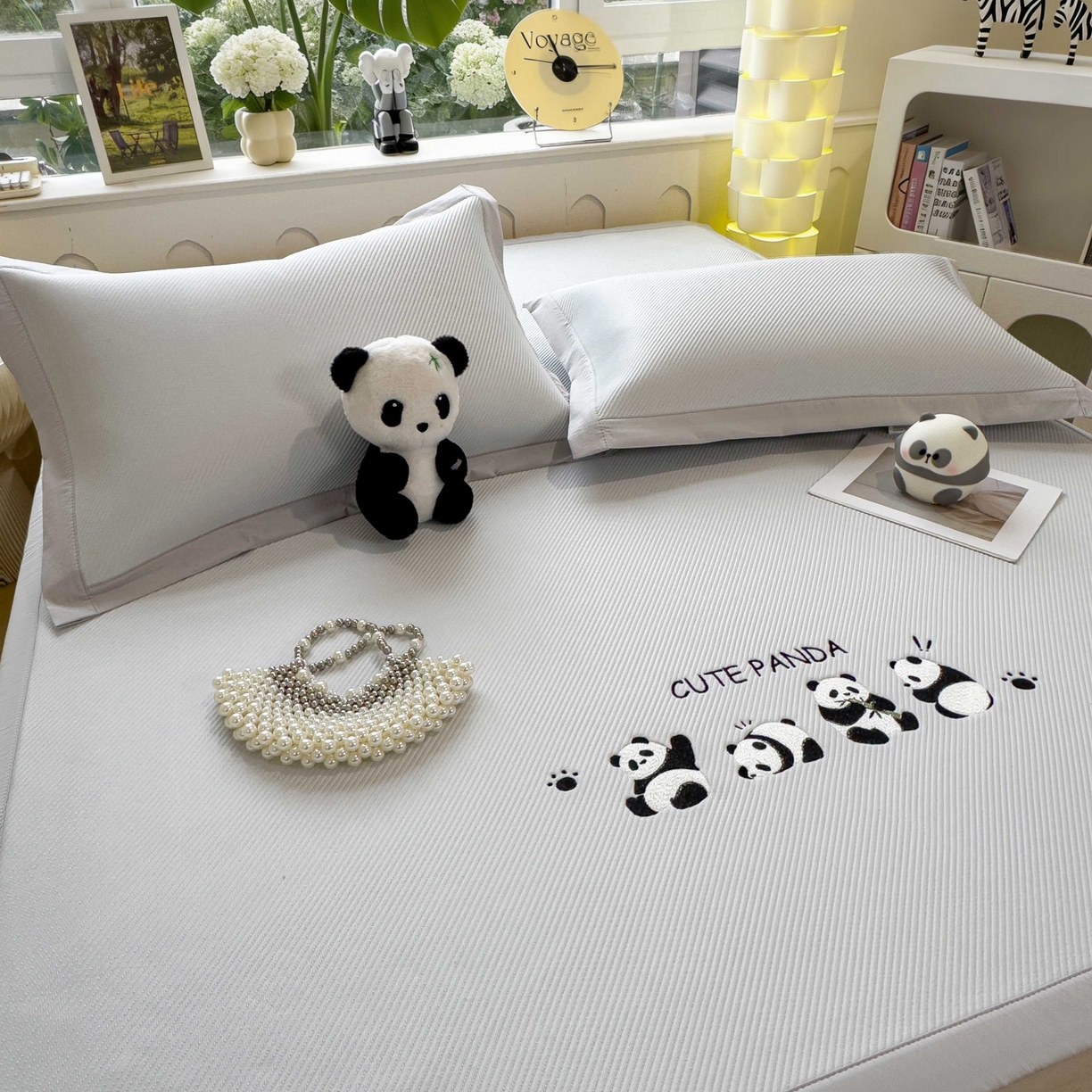 91家纺网 家纺一手货源 找家纺 孩子王家纺 2026春夏新款可机洗冰豆豆冰丝席凉席席子a类母婴级婴儿可用凉感值过0.21 熊猫团子 床单款