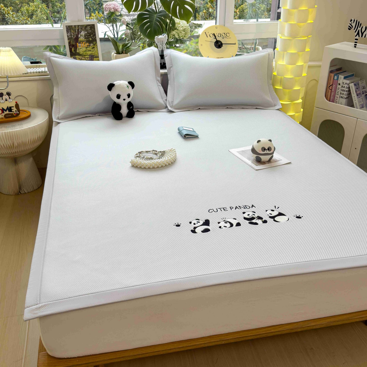 91家纺网 家纺一手货源 找家纺 孩子王家纺 2026春夏新款可机洗冰豆豆冰丝席凉席席子a类母婴级婴儿可用凉感值过0.21 熊猫团子 床单款