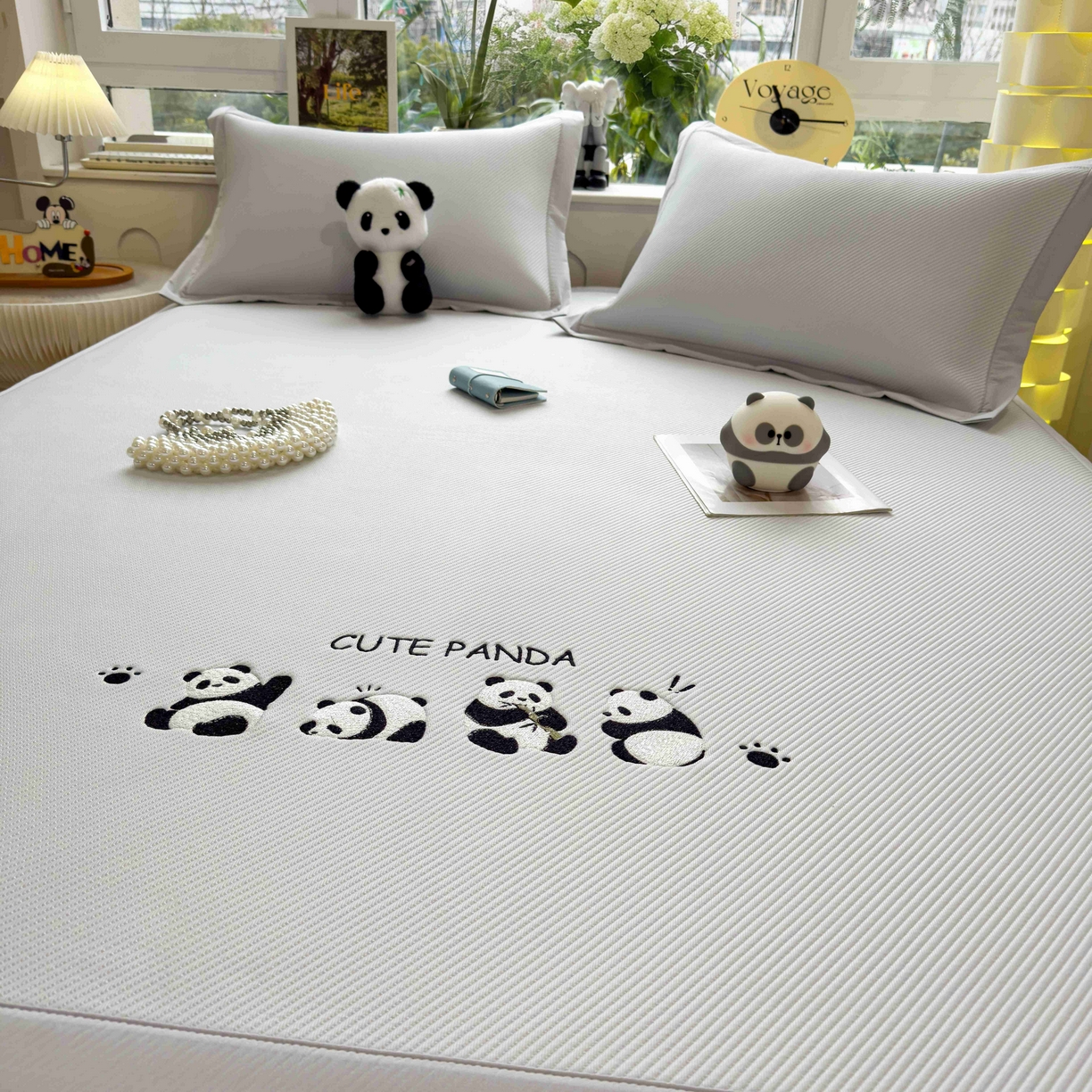 91家纺网 家纺一手货源 找家纺 孩子王家纺 2026春夏新款可机洗冰豆豆冰丝席凉席席子a类母婴级婴儿可用凉感值过0.21 熊猫团子 床单款