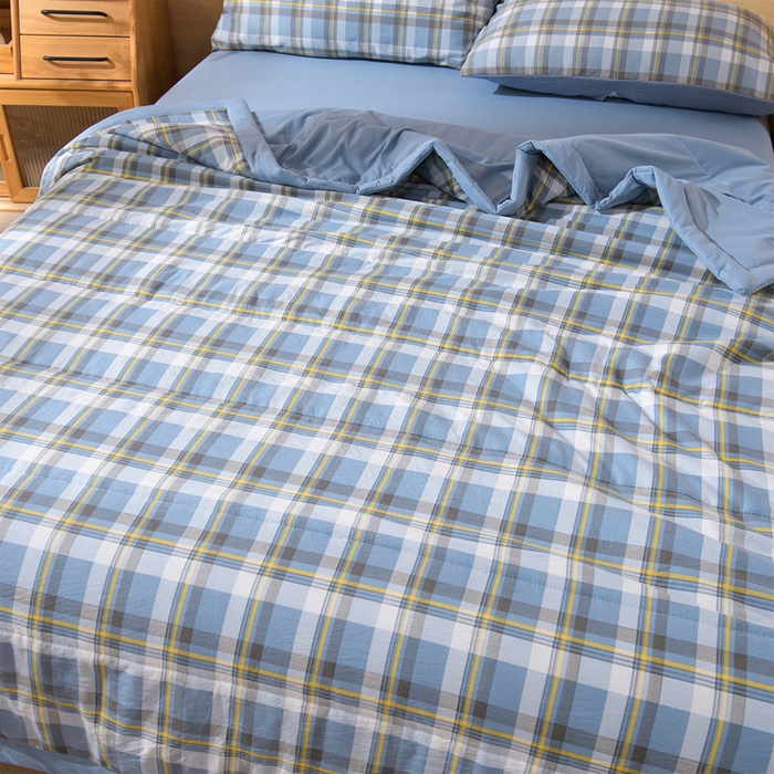 91家纺网 家纺一手货源 找家纺 欧朵家纺 2026春夏新款水洗棉新疆棉花被夏凉被空调被 简兮-蓝