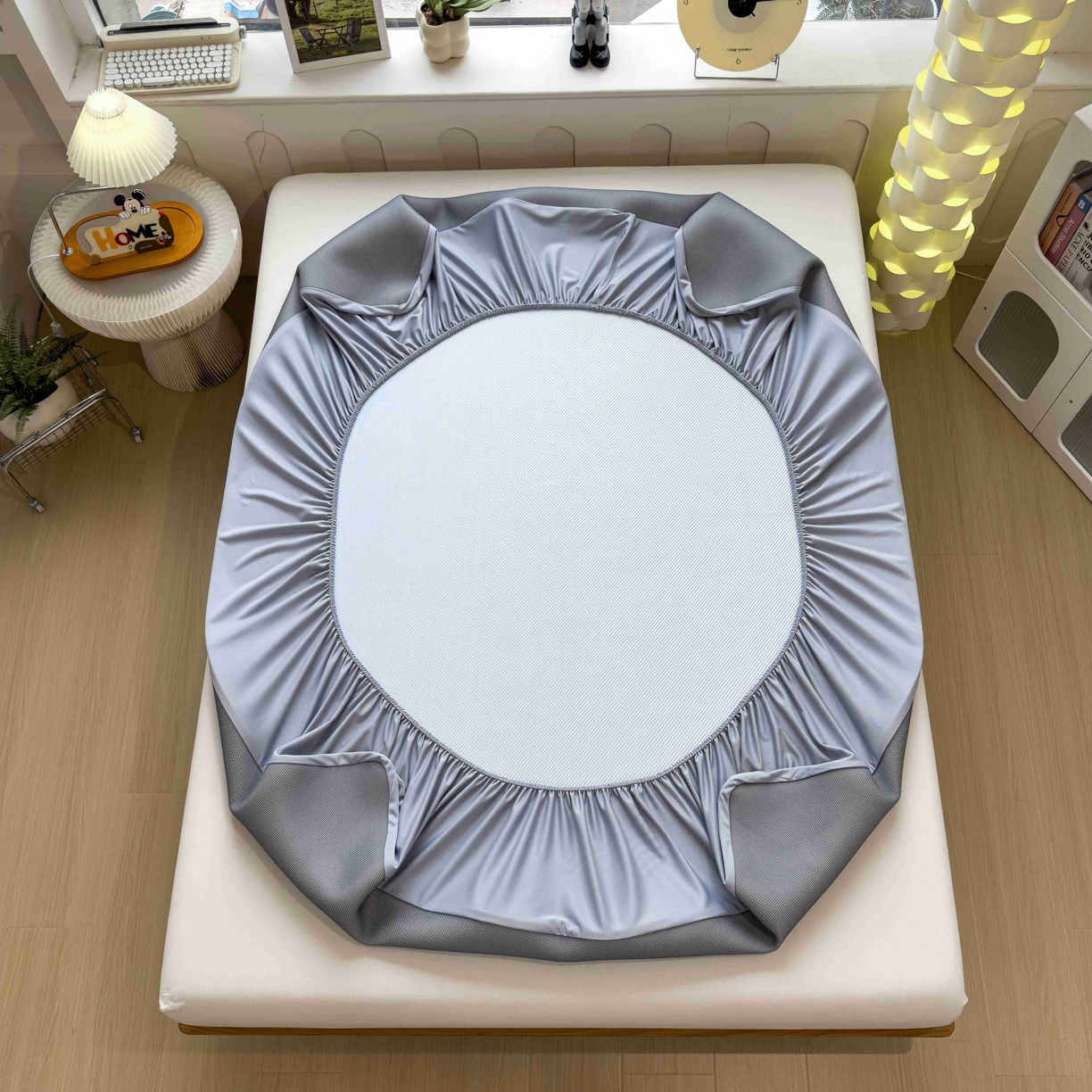 91家纺网 家纺一手货源 找家纺 孩子王家纺 2026春夏新款可机洗冰豆豆冰丝席凉席席子a类母婴级婴儿可用凉感值过0.21 可爱小狗 床笠款