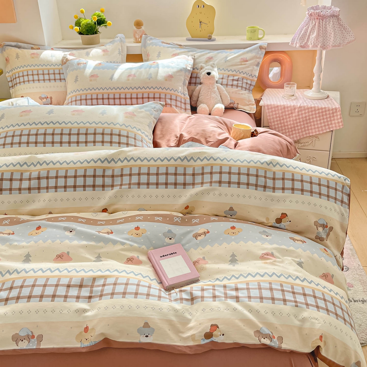 91家纺网 家纺一手货源 找家纺 涵宸家纺 2026新款全棉印花小清新四件套 费尔岛