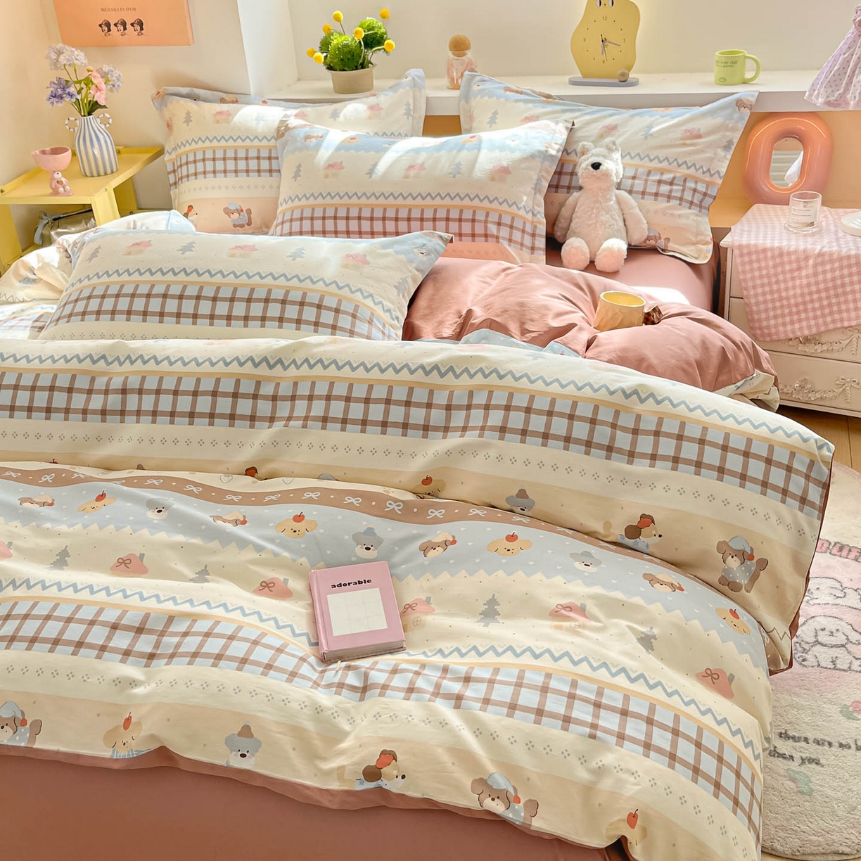 91家纺网 家纺一手货源 找家纺 涵宸家纺 2026新款全棉印花小清新四件套 费尔岛