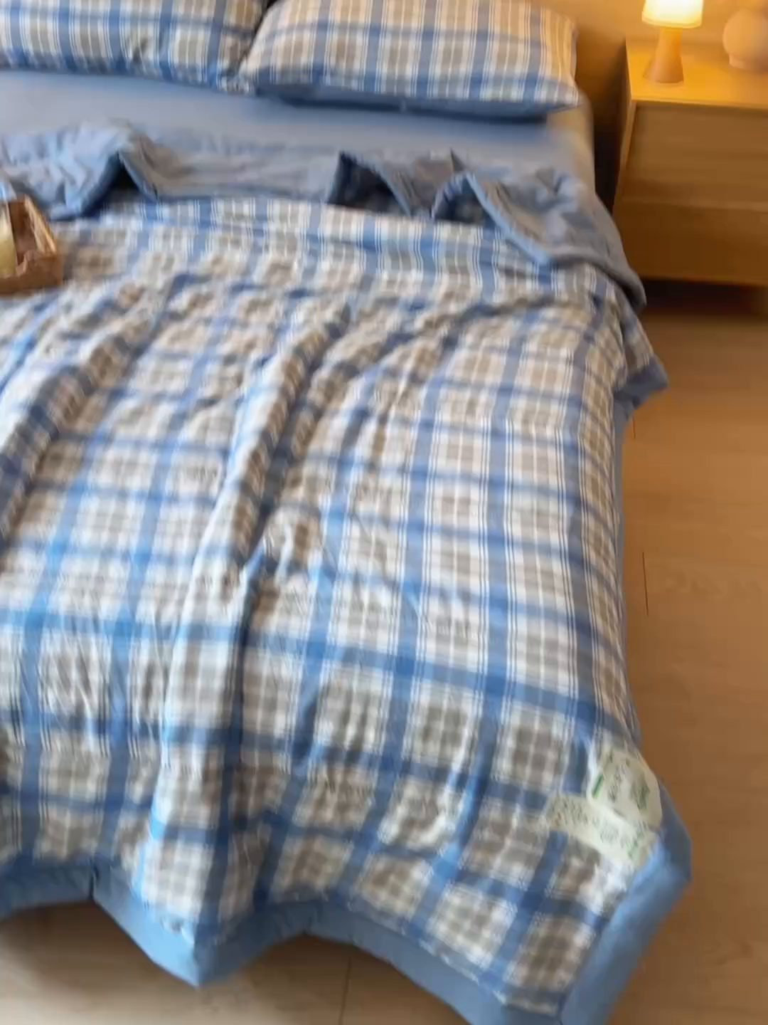 91家纺网 家纺一手货源 找家纺 欧朵家纺 2026春夏新款水洗棉新疆棉花被夏凉被空调被 遇见-蓝