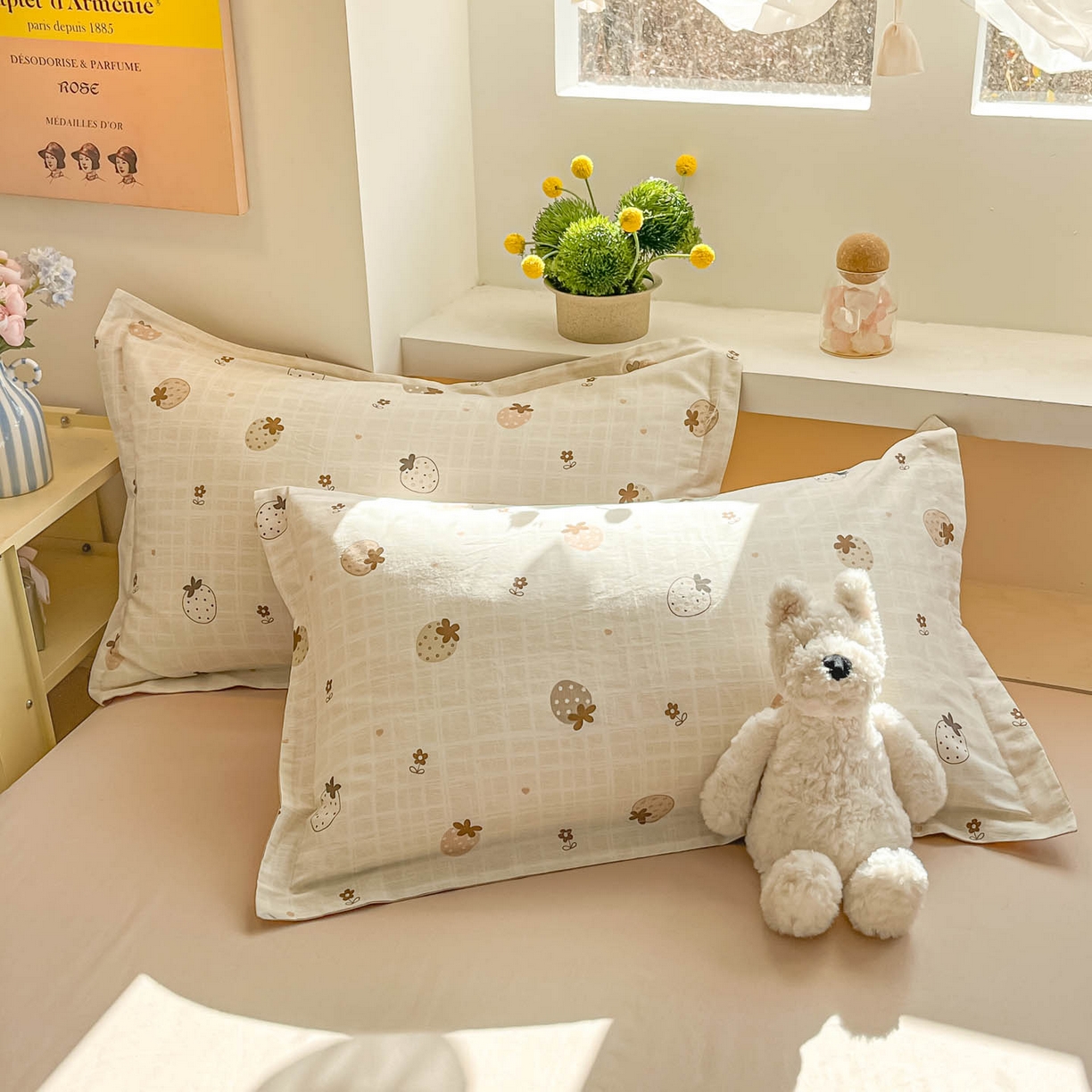 91家纺网 家纺一手货源 找家纺 涵宸家纺 2026新款全棉印花小清新四件套 花花草原