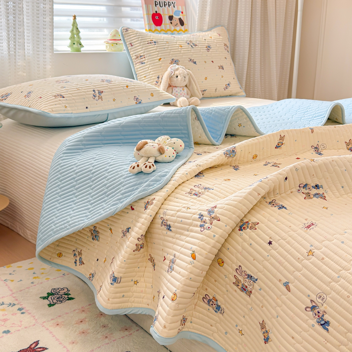 91家纺网 家纺一手货源 找家纺 （总）雅萱家纺 2026新款森系全棉夹棉印花床盖