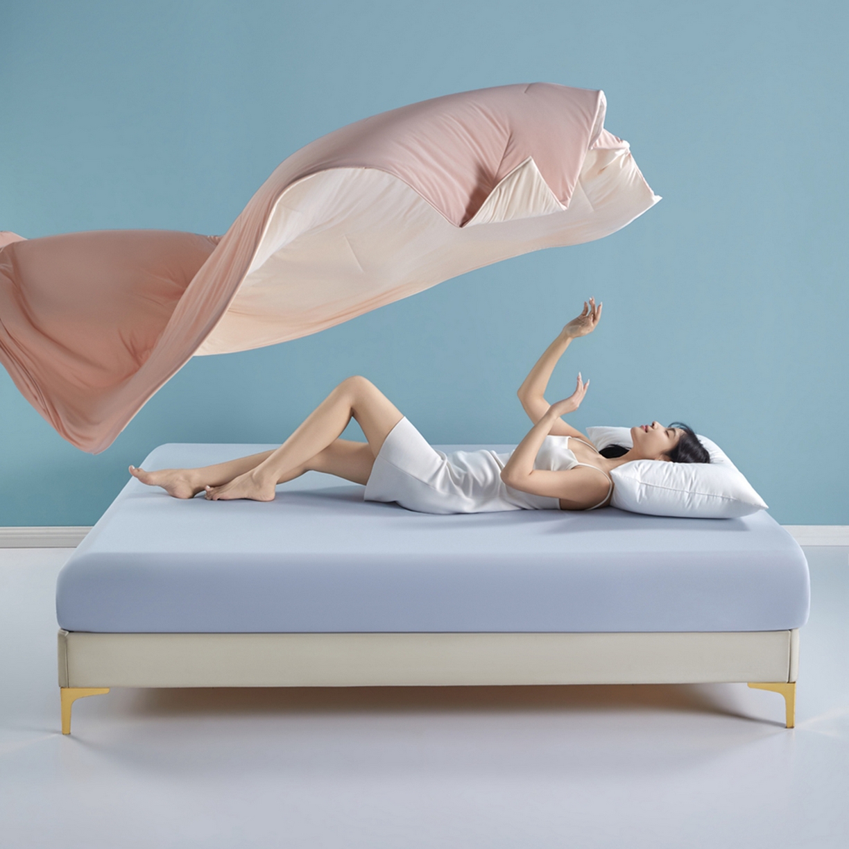 91家纺网 家纺一手货源 找家纺 龙图家纺 2026新款星球睡眠夏凉被被子被芯 橘雾粉