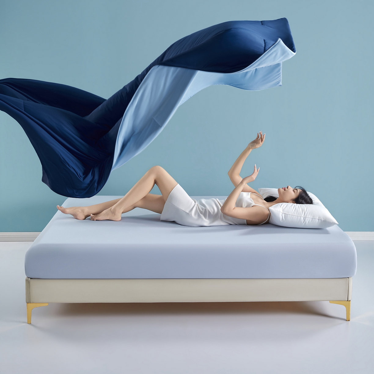 91家纺网 家纺一手货源 找家纺 龙图家纺 2026新款星球睡眠夏凉被被子被芯 深睡蓝