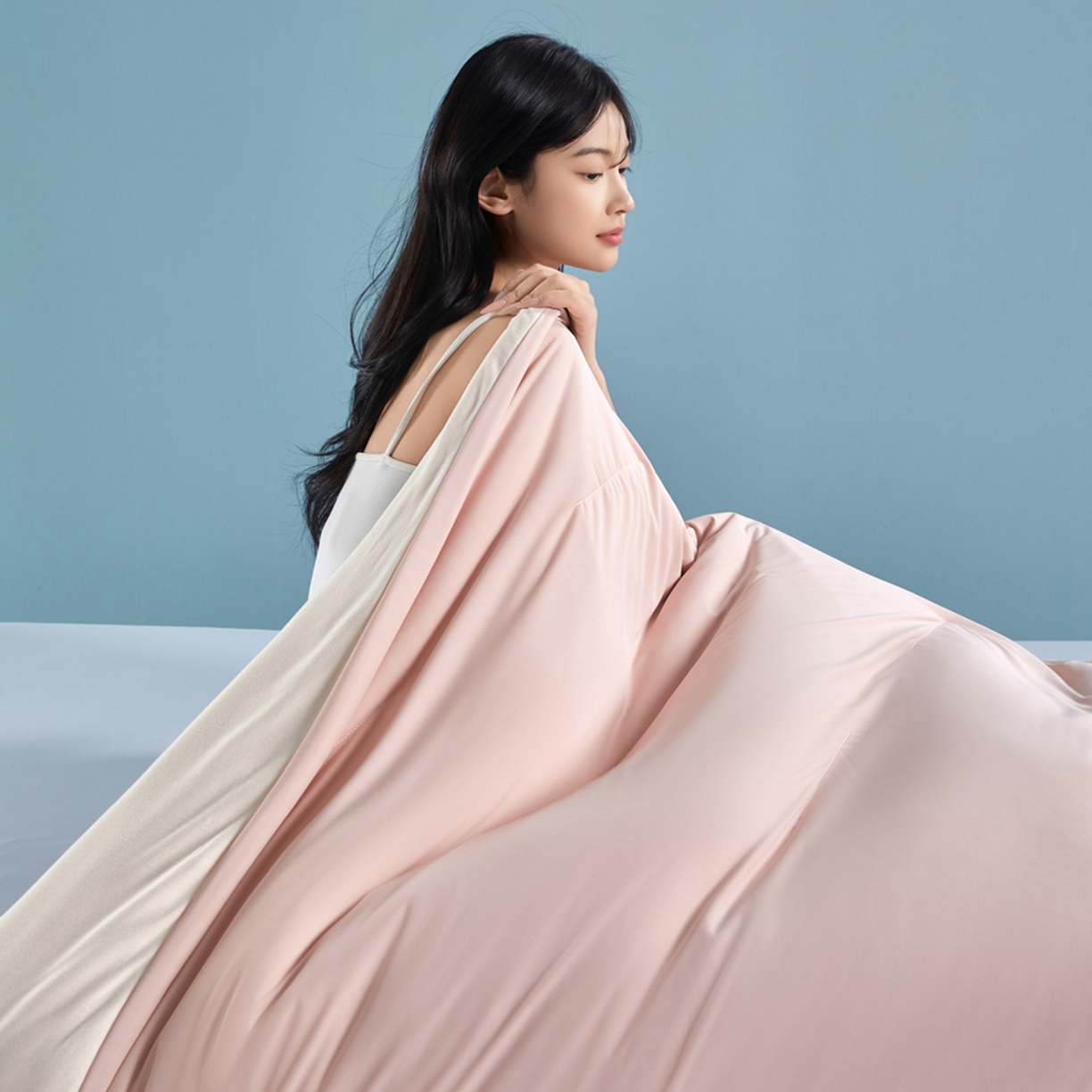 91家纺网 家纺一手货源 找家纺 龙图家纺 2026新款星球睡眠夏凉被被子被芯 橘雾粉