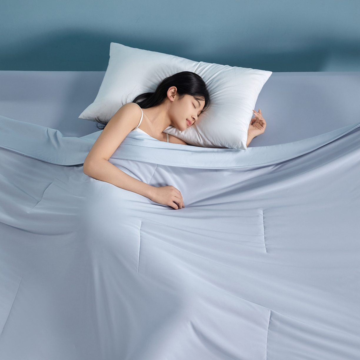 91家纺网 家纺一手货源 找家纺 龙图家纺 2026新款星球睡眠夏凉被被子被芯 青空灰