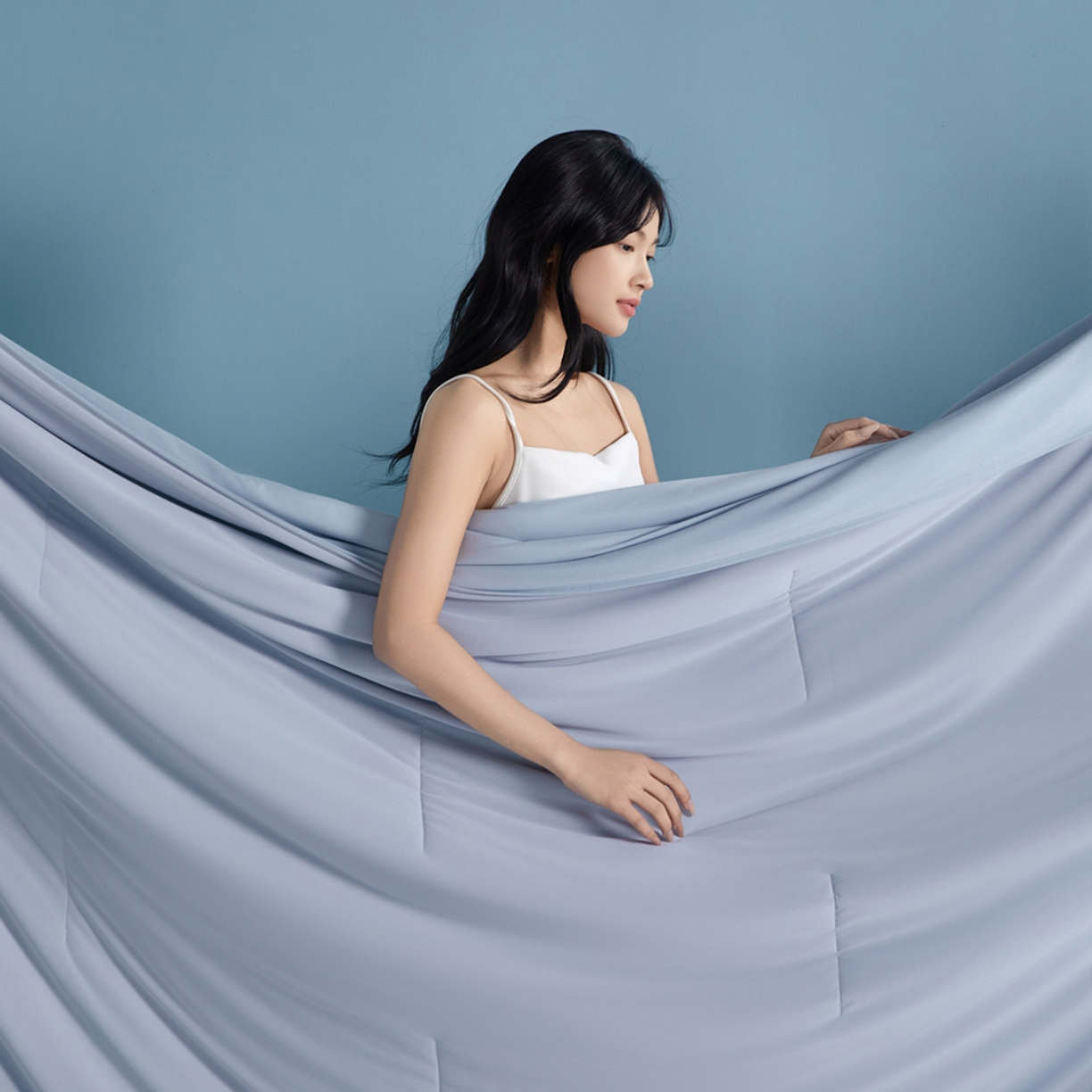 91家纺网 家纺一手货源 找家纺 龙图家纺 2026新款星球睡眠夏凉被被子被芯 青空灰