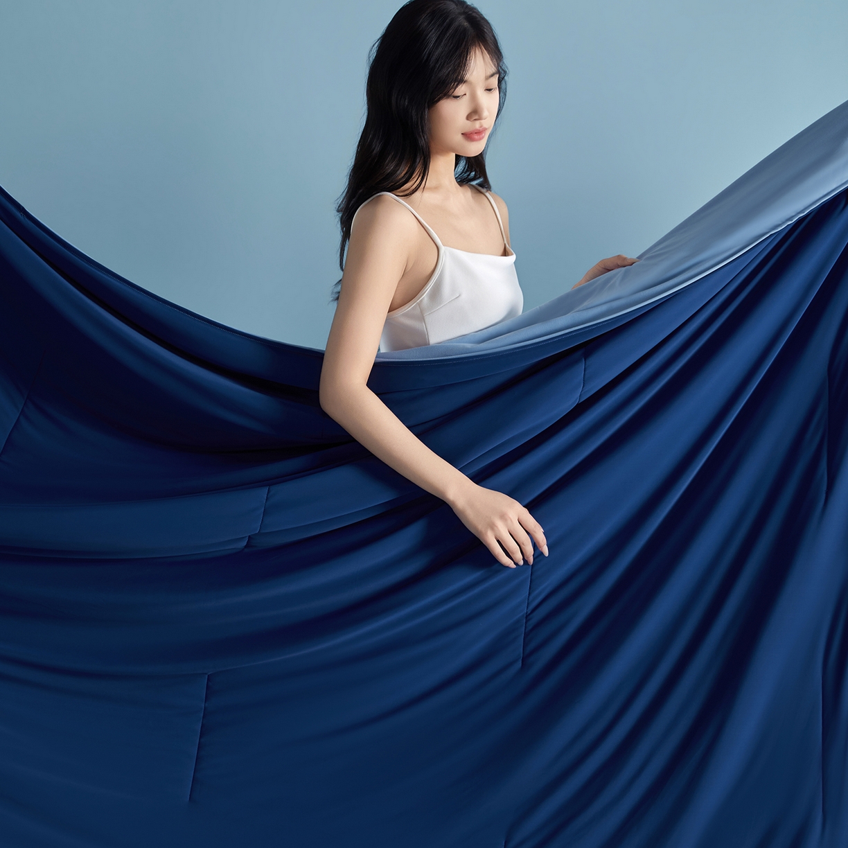 91家纺网 家纺一手货源 找家纺 龙图家纺 2026新款星球睡眠夏凉被被子被芯 深睡蓝