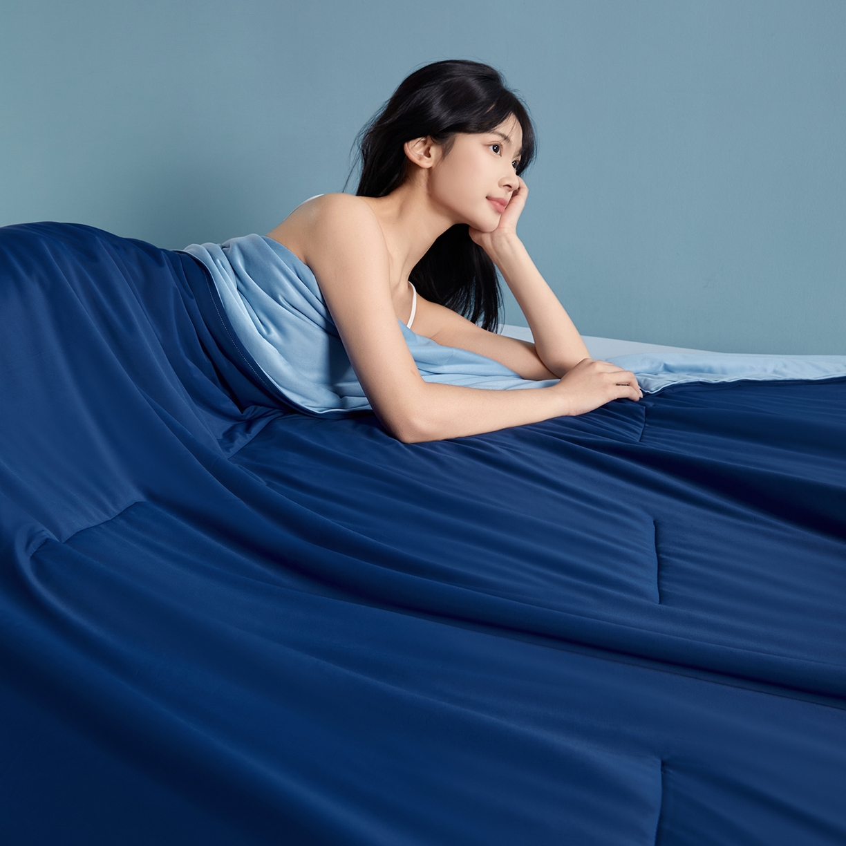 91家纺网 家纺一手货源 找家纺 龙图家纺 2026新款星球睡眠夏凉被被子被芯 深睡蓝