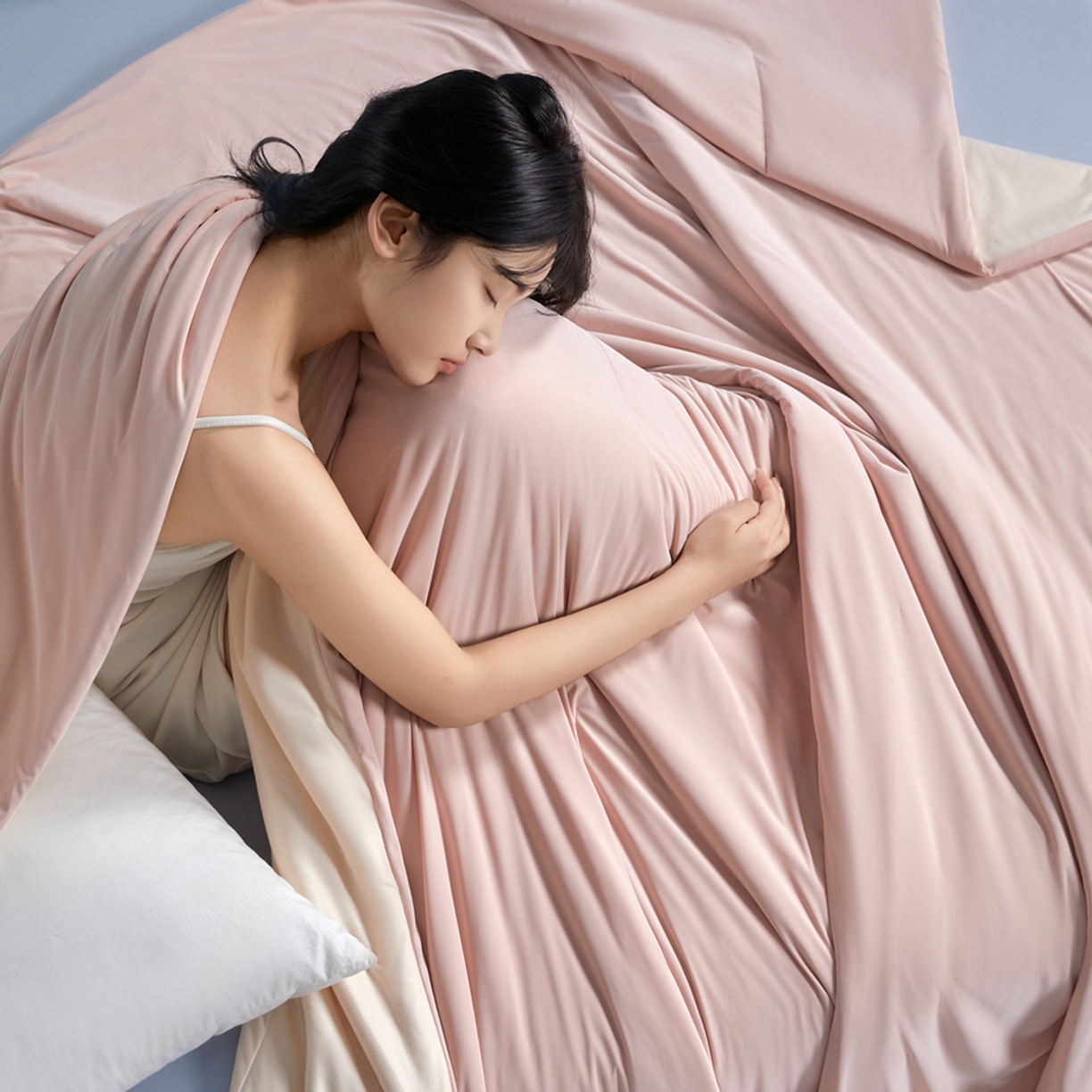 91家纺网 家纺一手货源 找家纺 龙图家纺 2026新款星球睡眠夏凉被被子被芯 橘雾粉