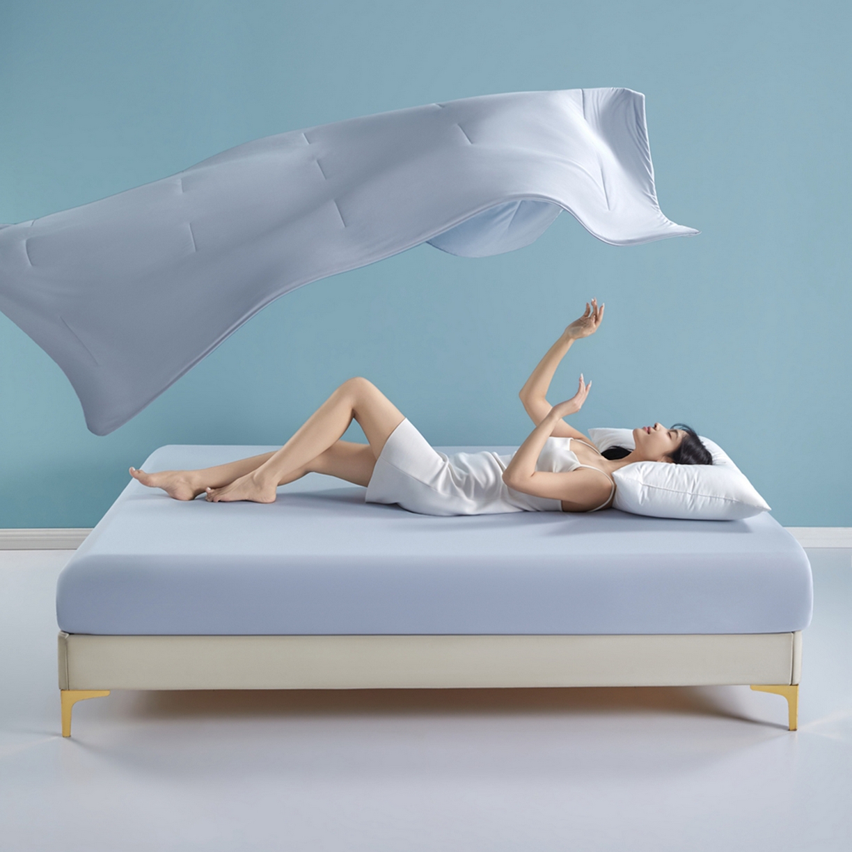 91家纺网 家纺一手货源 找家纺 龙图家纺 2026新款星球睡眠夏凉被被子被芯 青空灰