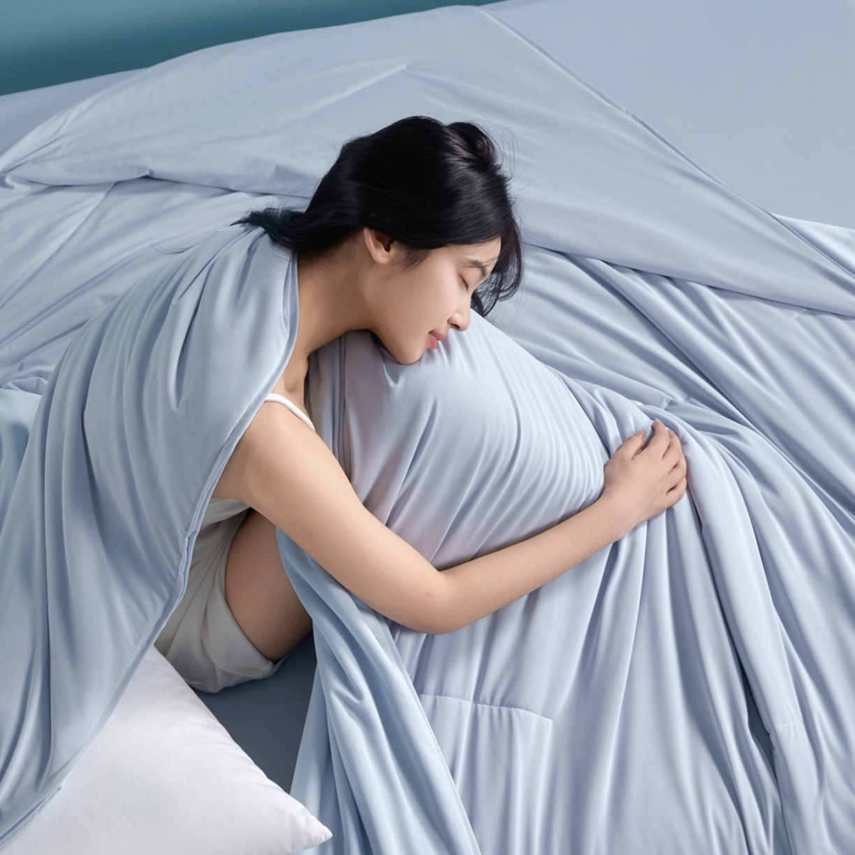 91家纺网 家纺一手货源 找家纺 龙图家纺 2026新款星球睡眠夏凉被被子被芯 青空灰