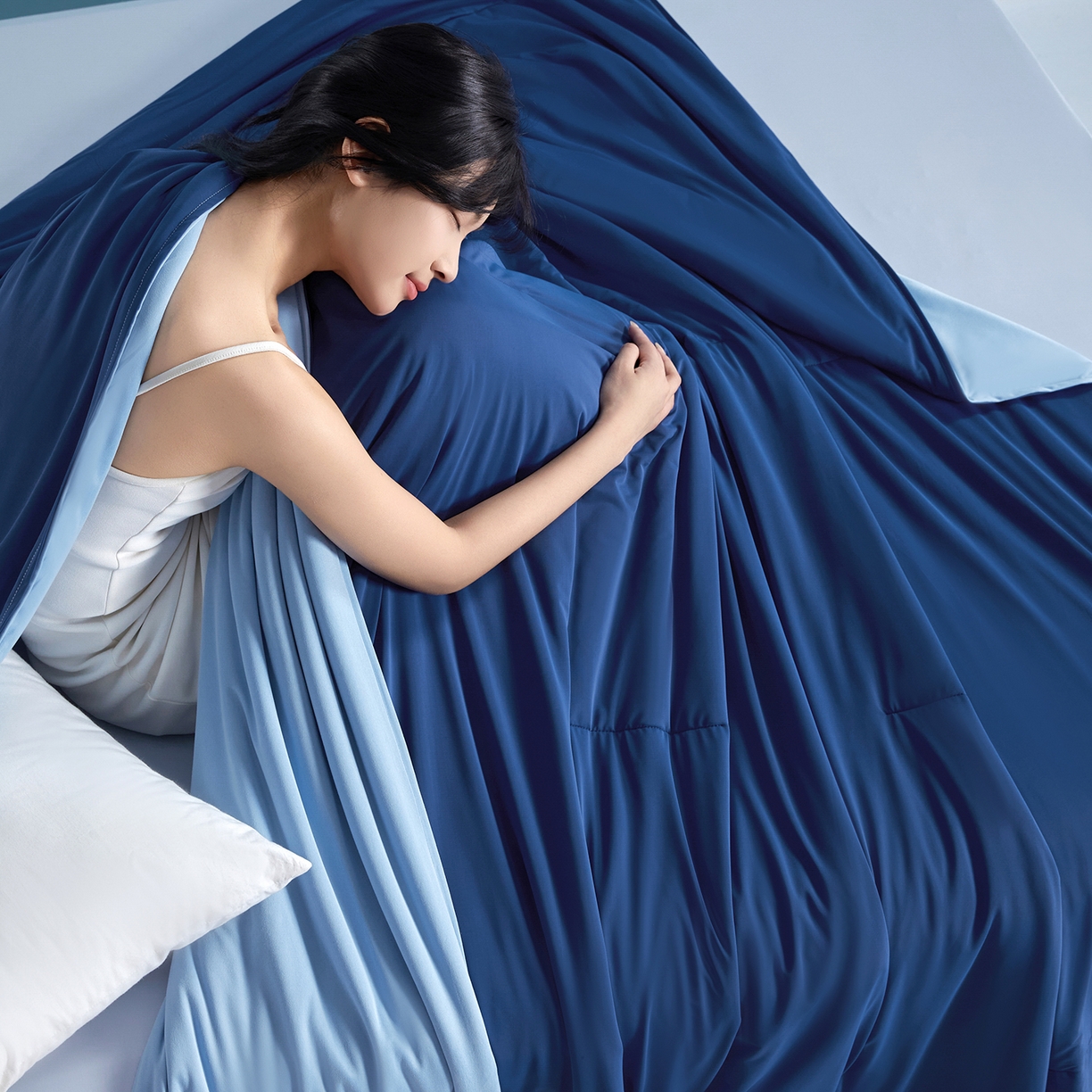 91家纺网 家纺一手货源 找家纺 龙图家纺 2026新款星球睡眠夏凉被被子被芯 深睡蓝