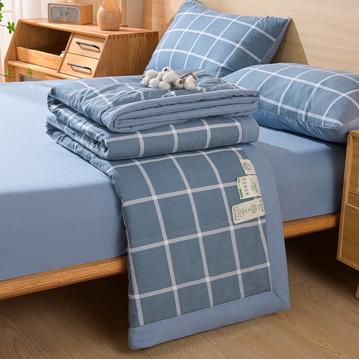 91家纺网 家纺一手货源 找家纺 欧朵家纺 2026春夏新款水洗棉新疆棉花被夏凉被空调被 布丁大格