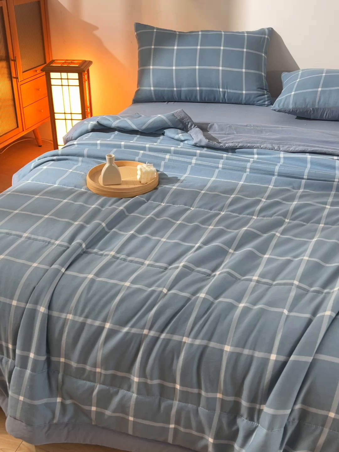 91家纺网 家纺一手货源 找家纺 欧朵家纺 2026春夏新款水洗棉新疆棉花被夏凉被空调被 布丁大格