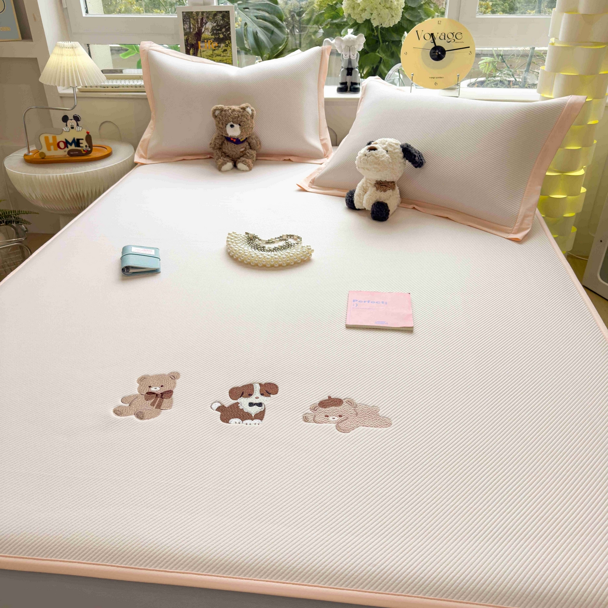 91家纺网 家纺一手货源 找家纺 孩子王家纺 2026春夏新款可机洗冰豆豆冰丝席凉席席子a类母婴级婴儿可用凉感值过0.21 软萌小熊 床笠款