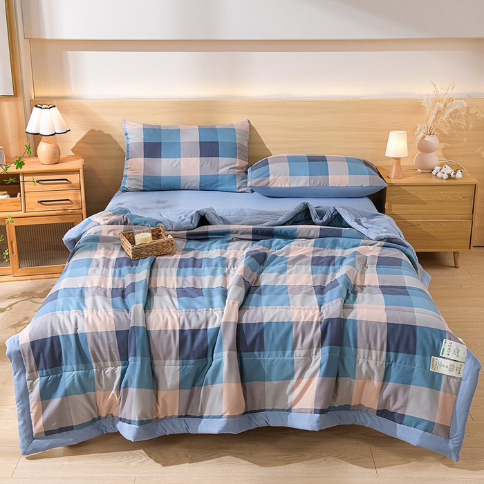 91家纺网 家纺一手货源 找家纺 欧朵家纺 2026春夏新款水洗棉新疆棉花被夏凉被空调被 云彩-蓝