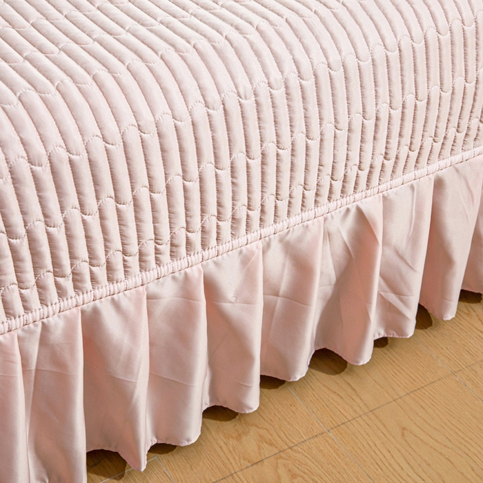 91家纺网 家纺一手货源 找家纺 畅畅家纺 2026新款春夏高档轻奢韩版提花花边床盖四件套水洗真丝冰丝套件 花边-浅玉