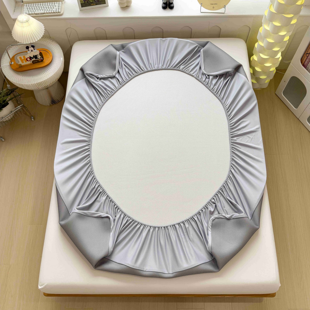 91家纺网 家纺一手货源 找家纺 孩子王家纺 2026春夏新款可机洗冰豆豆冰丝席凉席席子a类母婴级婴儿可用凉感值过0.21 贪吃小狗 床笠款