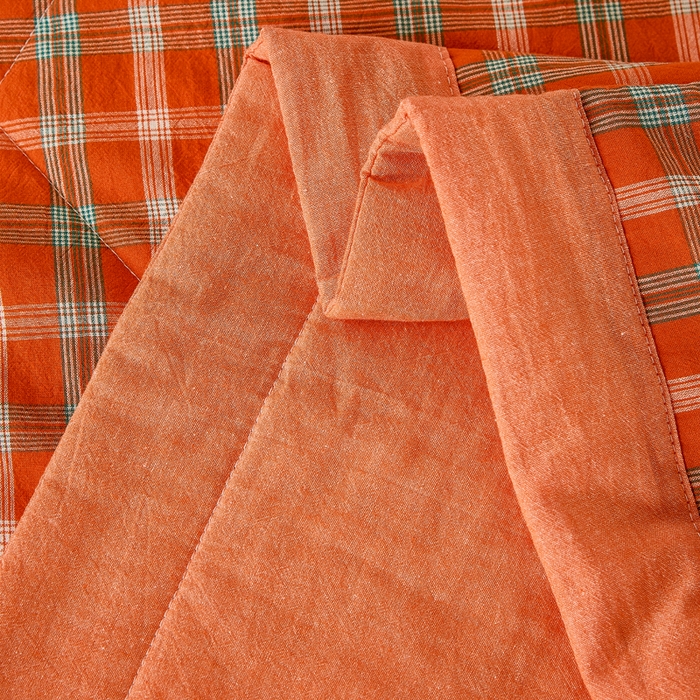 91家纺网 家纺一手货源 找家纺 81号家纺 2026新款全棉纯棉色织棉花夏被夏凉被空调被 橙红格