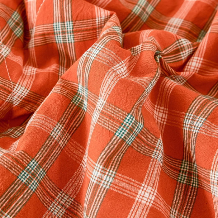 91家纺网 家纺一手货源 找家纺 81号家纺 2026新款全棉纯棉色织棉花夏被夏凉被空调被 橙红格