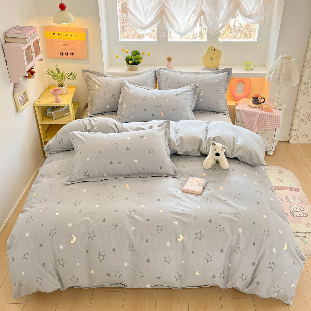 91家纺网 家纺一手货源 找家纺 涵宸家纺 2026新款全棉印花小清新四件套 暮洛星