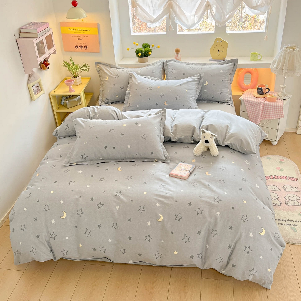 91家纺网 家纺一手货源 找家纺 涵宸家纺 2026新款全棉印花小清新四件套 暮洛星