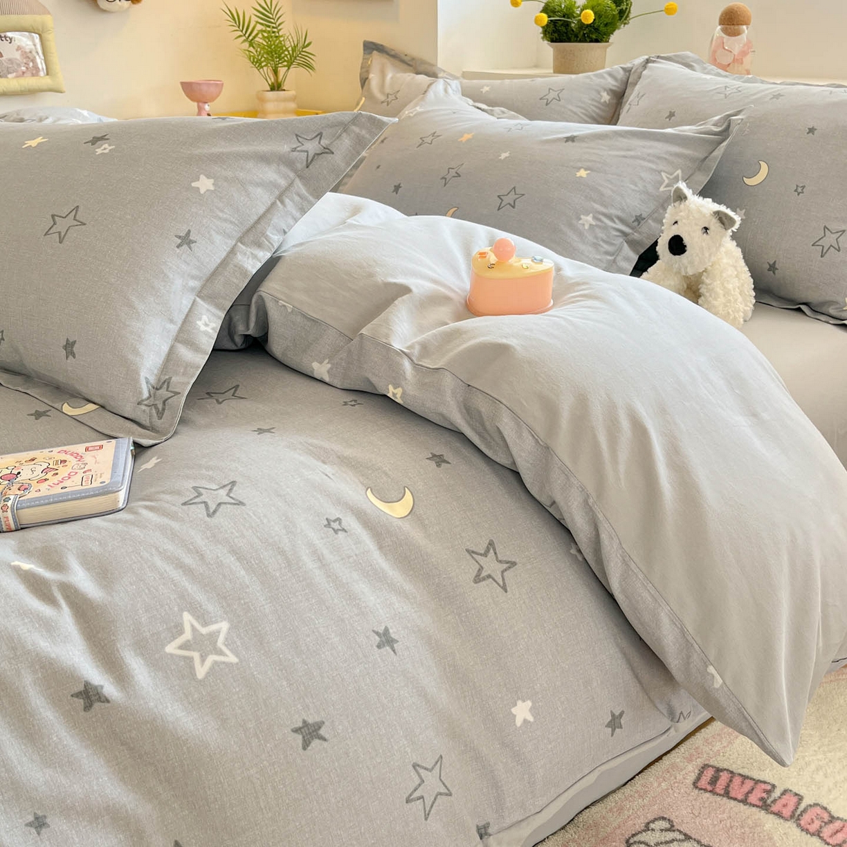 91家纺网 家纺一手货源 找家纺 涵宸家纺 2026新款全棉印花小清新四件套 暮洛星