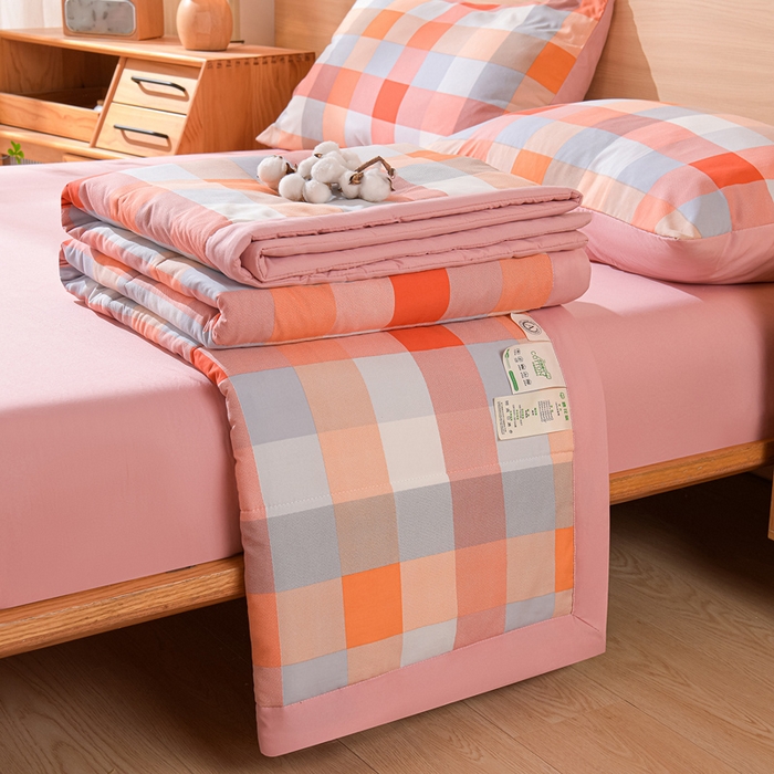 91家纺网 家纺一手货源 找家纺 欧朵家纺 2026春夏新款水洗棉新疆棉花被夏凉被空调被 落日-桔