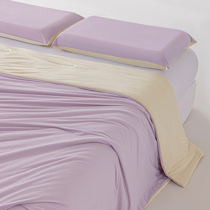 91家纺网 家纺一手货源 找家纺 迪梵家纺 2026春夏新款星级酒店同款深睡控温被Pro3.0夏被空调被冰丝夏凉被 雾凇紫粉