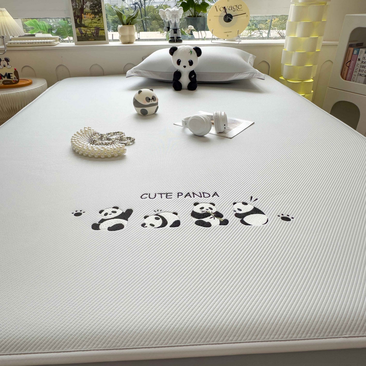 91家纺网 家纺一手货源 找家纺 孩子王家纺 2026春夏新款可机洗冰豆豆冰丝席凉席席子a类母婴级婴儿可用凉感值过0.21 熊猫团子 床笠款