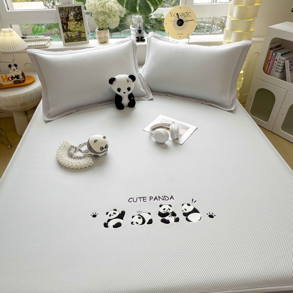 91家纺网 家纺一手货源 找家纺 孩子王家纺 2026春夏新款可机洗冰豆豆冰丝席凉席席子a类母婴级婴儿可用凉感值过0.21 熊猫团子 床笠款