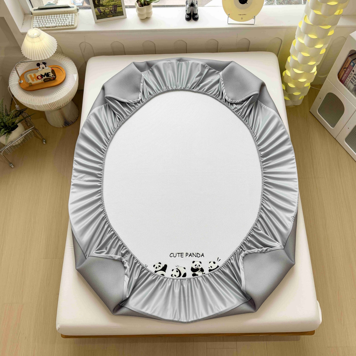 91家纺网 家纺一手货源 找家纺 孩子王家纺 2026春夏新款可机洗冰豆豆冰丝席凉席席子a类母婴级婴儿可用凉感值过0.21 熊猫团子 床笠款