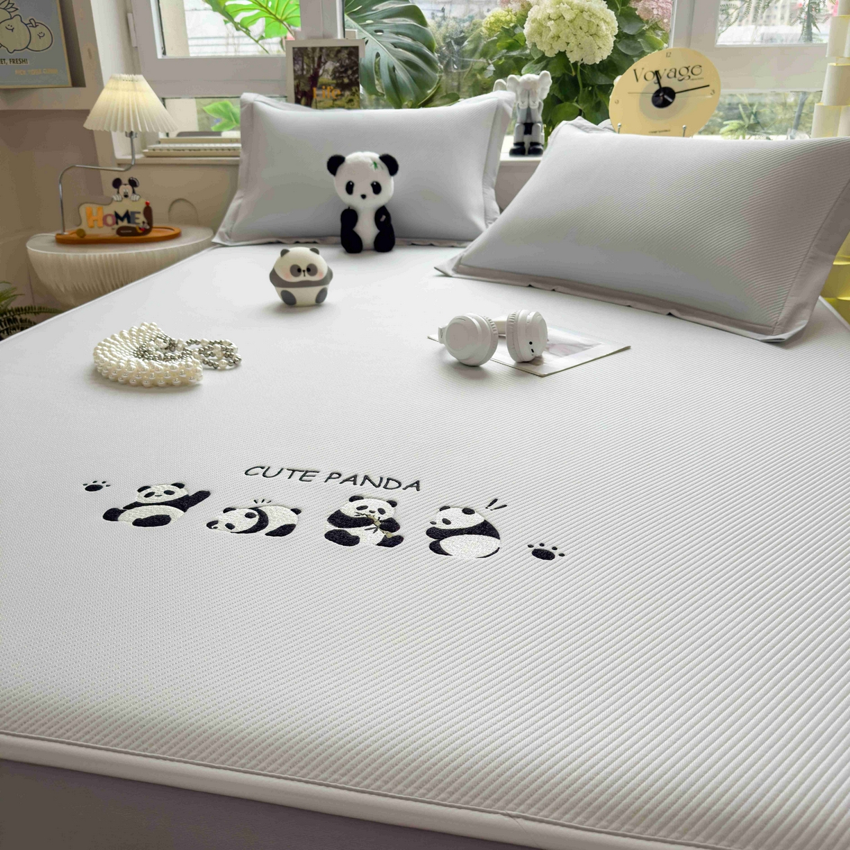 91家纺网 家纺一手货源 找家纺 孩子王家纺 2026春夏新款可机洗冰豆豆冰丝席凉席席子a类母婴级婴儿可用凉感值过0.21 熊猫团子 床笠款