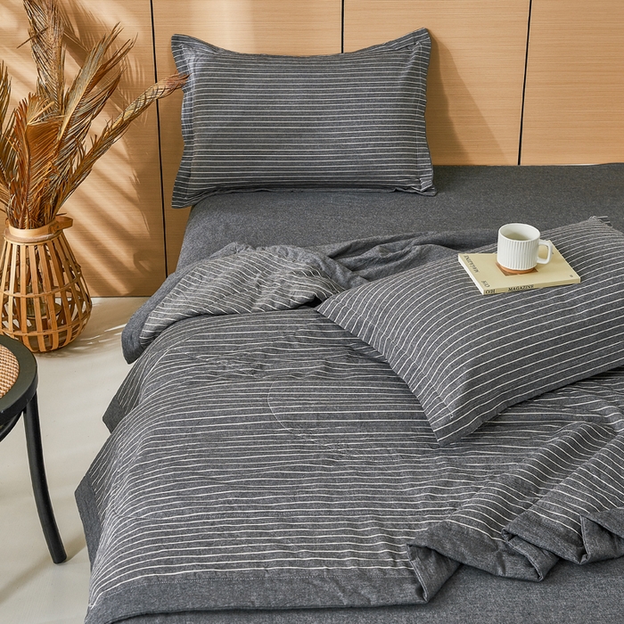 91家纺网 家纺一手货源 找家纺 81号家纺 2026新款全棉纯棉色织棉花夏被夏凉被空调被 灰细条