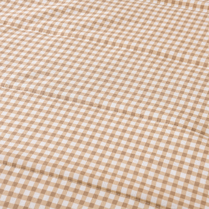 91家纺网 家纺一手货源 找家纺 欧朵家纺 2026春夏新款水洗棉新疆棉花被夏凉被空调被 浅米小格