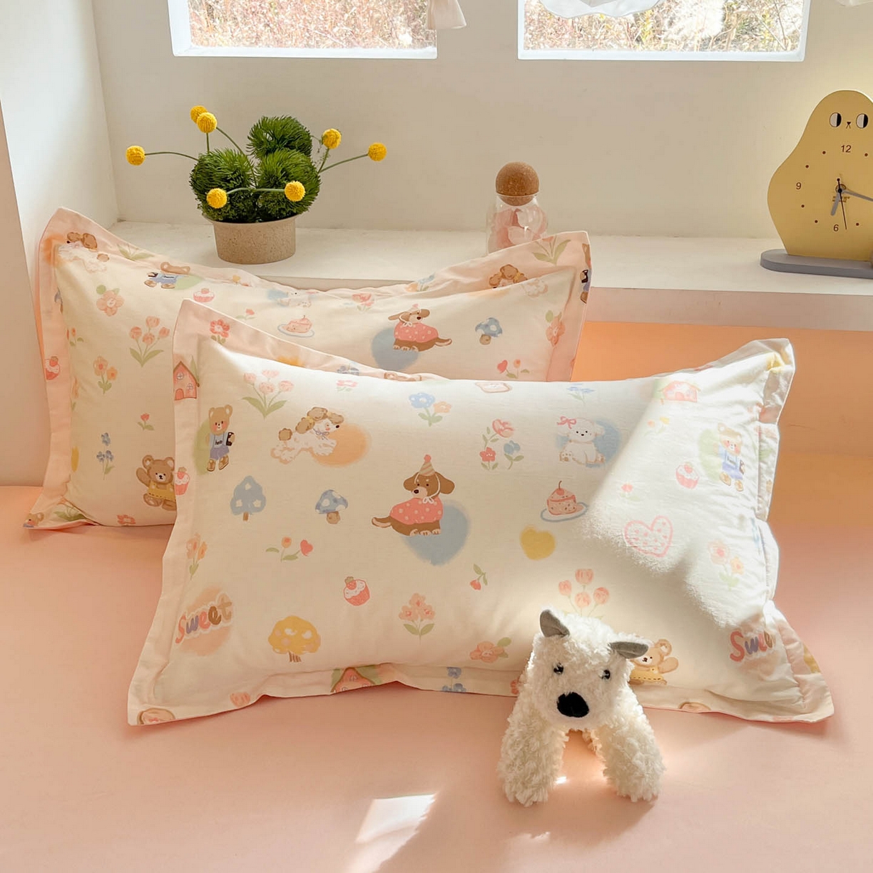 91家纺网 家纺一手货源 找家纺 涵宸家纺 2026新款全棉印花小清新四件套 奶糕世界