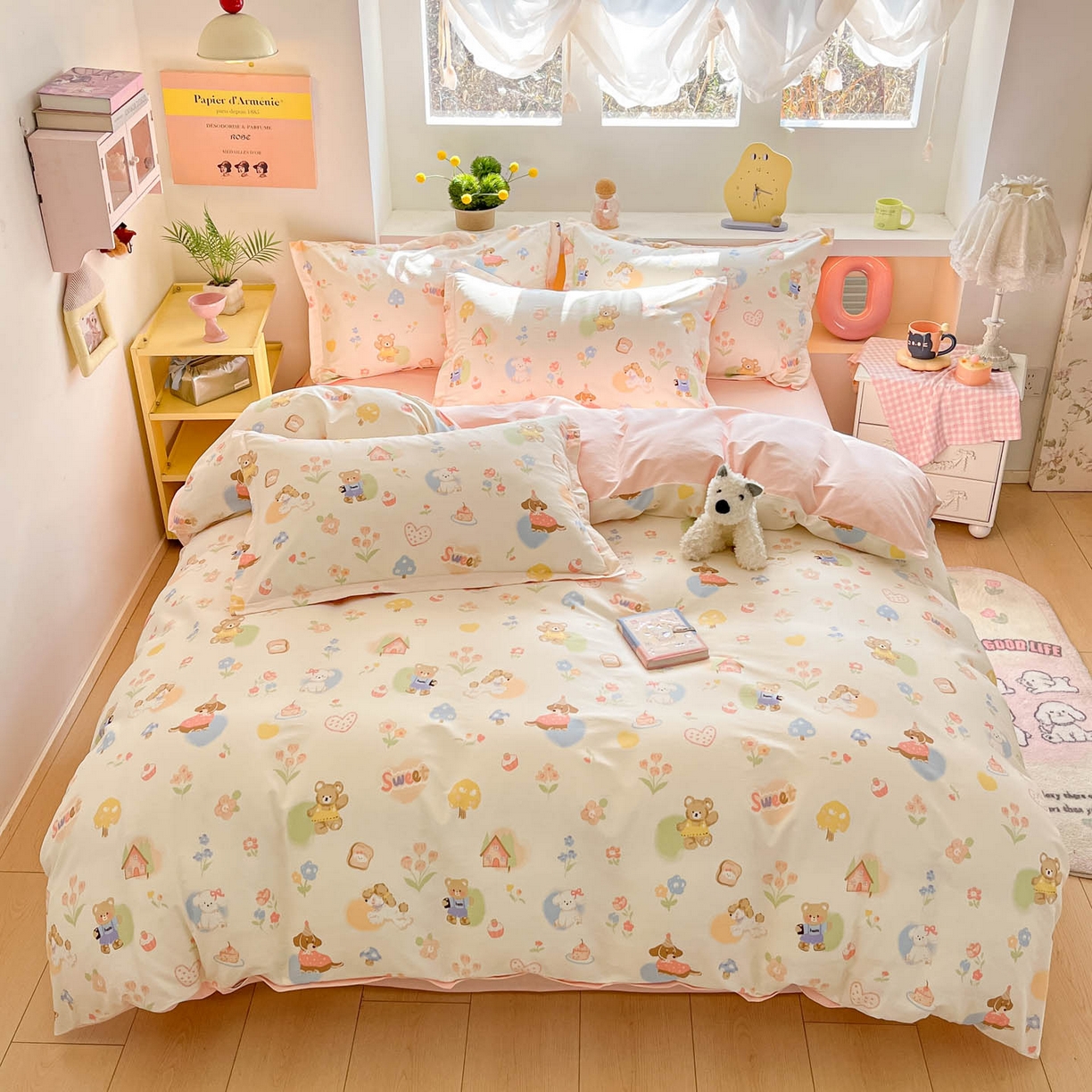 91家纺网 家纺一手货源 找家纺 涵宸家纺 2026新款全棉印花小清新四件套 奶糕世界